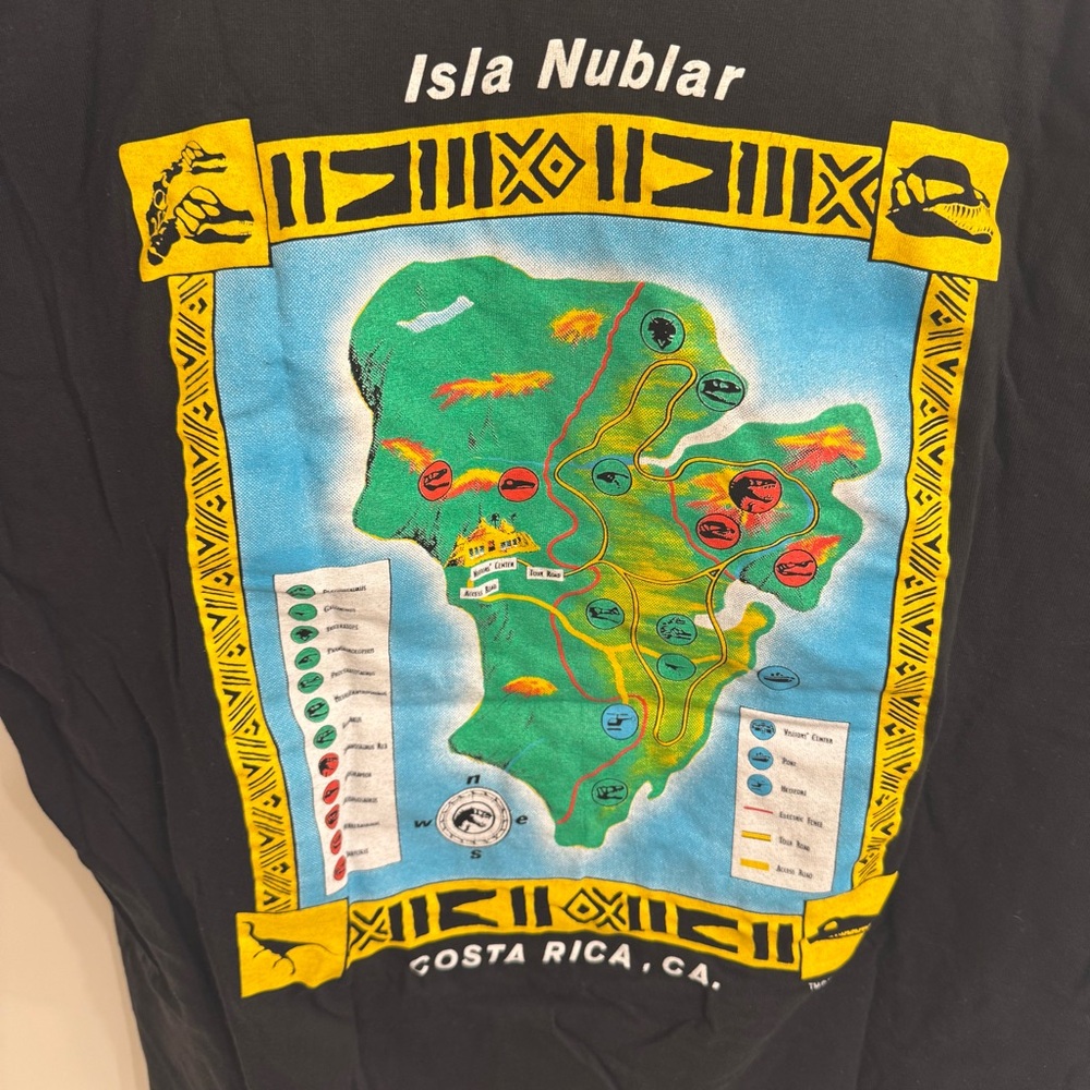 Vintage Jurassic Park Island Tour Black T-Shirt - Picture 4 of 5